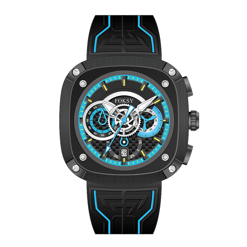 OEM ODM Alloy Custom Logo Men Leather Strap Fashion Wrist Square Quartz Chronograph Luxury Watch For Men