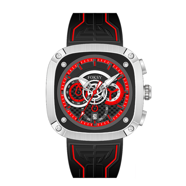OEM ODM Alloy Custom Logo Men Leather Strap Fashion Wrist Square Quartz Chronograph Luxury Watch For Men