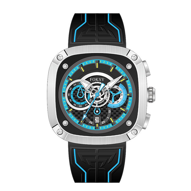 OEM ODM Alloy Custom Logo Men Leather Strap Fashion Wrist Square Quartz Chronograph Luxury Watch For Men