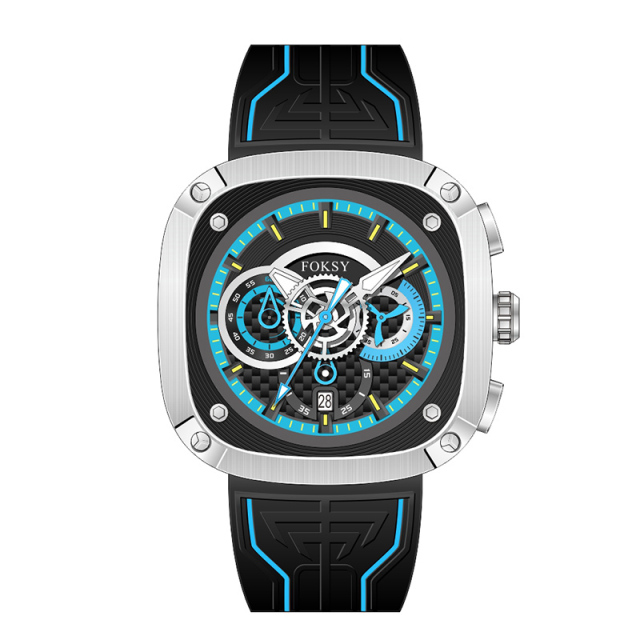 OEM ODM Alloy Custom Logo Men Leather Strap Fashion Wrist Square Quartz Chronograph Luxury Watch For Men