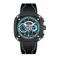 OEM ODM Alloy Custom Logo Men Leather Strap Fashion Wrist Square Quartz Chronograph Luxury Watch For Men