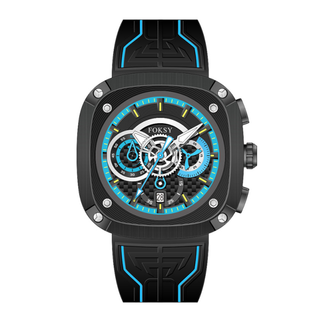 OEM ODM Alloy Custom Logo Men Leather Strap Fashion Wrist Square Quartz Chronograph Luxury Watch For Men