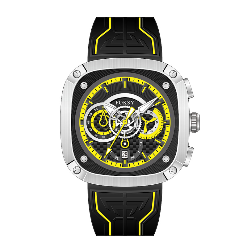 OEM ODM Alloy Custom Logo Men Leather Strap Fashion Wrist Square Quartz Chronograph Luxury Watch For Men