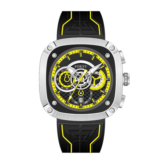 OEM ODM Alloy Custom Logo Men Leather Strap Fashion Wrist Square Quartz Chronograph Luxury Watch For Men