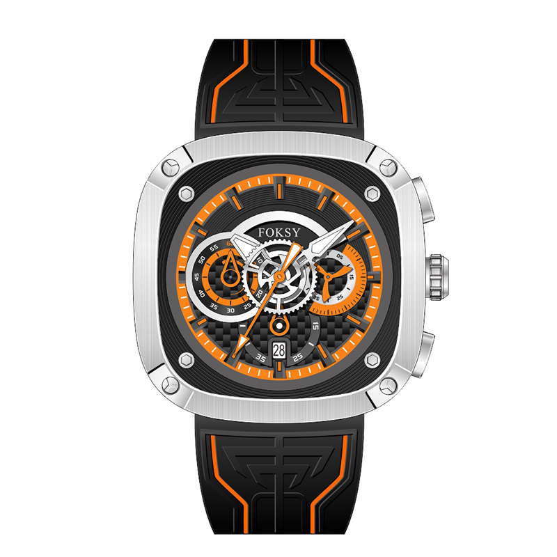 OEM ODM Alloy Custom Logo Men Leather Strap Fashion Wrist Square Quartz Chronograph Luxury Watch For Men