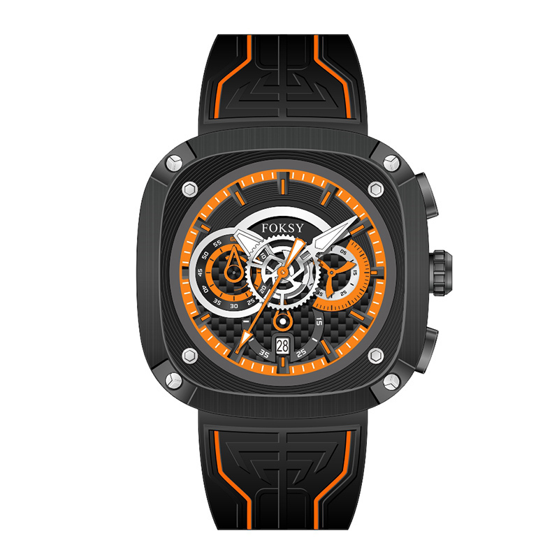 OEM ODM Alloy Custom Logo Men Leather Strap Fashion Wrist Square Quartz Chronograph Luxury Watch For Men