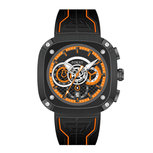 OEM ODM Alloy Custom Logo Men Leather Strap Fashion Wrist Square Quartz Chronograph Luxury Watch For Men