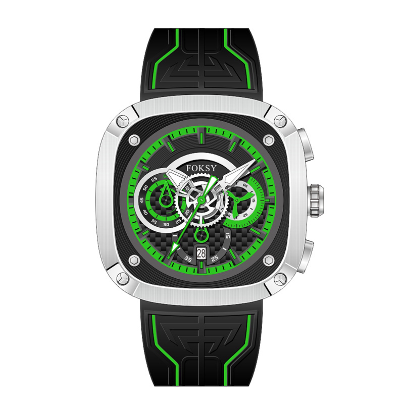 OEM ODM Alloy Custom Logo Men Leather Strap Fashion Wrist Square Quartz Chronograph Luxury Watch For Men