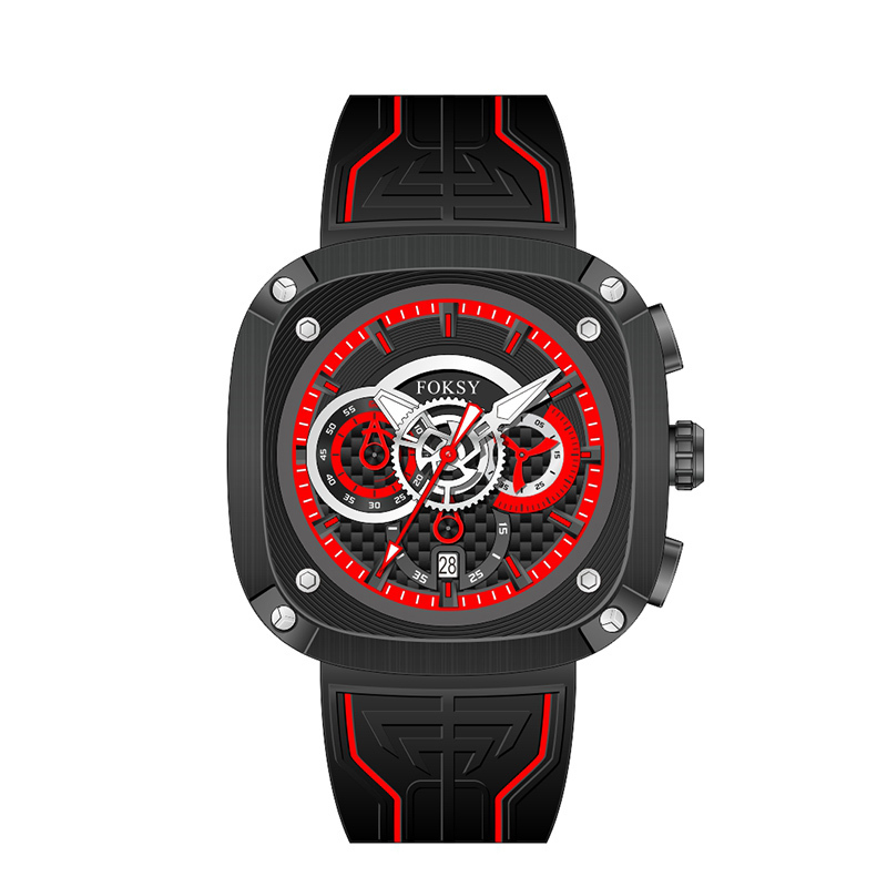 OEM ODM Alloy Custom Logo Men Leather Strap Fashion Wrist Square Quartz Chronograph Luxury Watch For Men