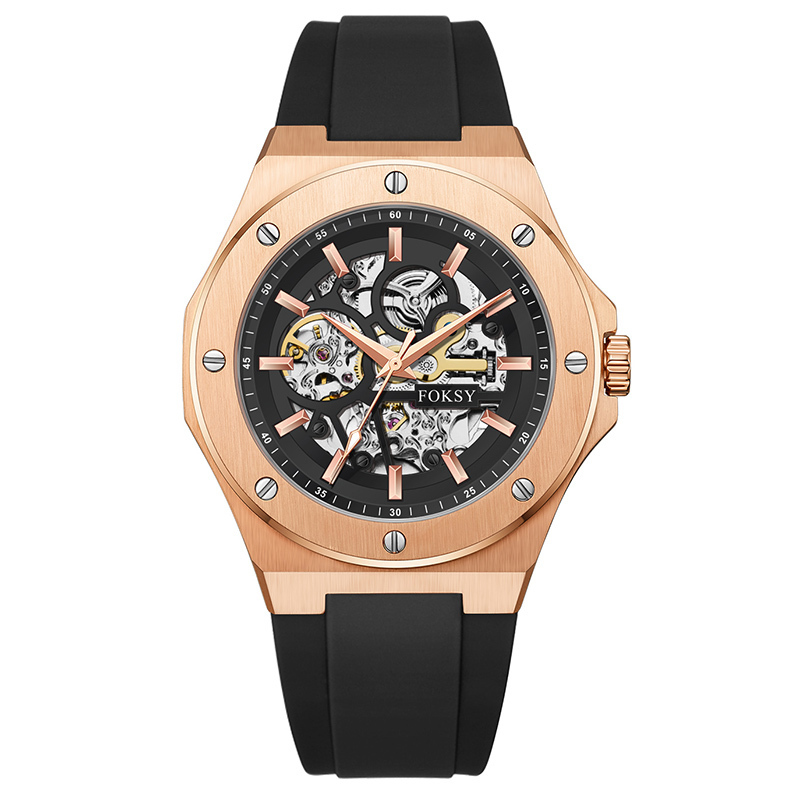 Custom Logo Mechanical Automatic trending fashion watch Waterproof Stainless Steel Wristwatch for Men