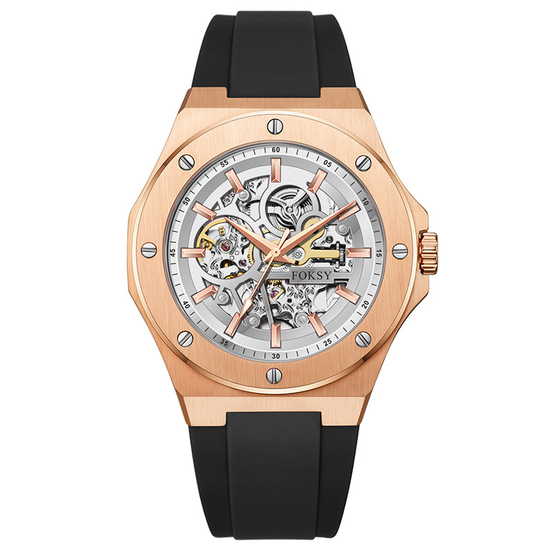 Custom Logo Mechanical Automatic trending fashion watch Waterproof Stainless Steel Wristwatch for Men