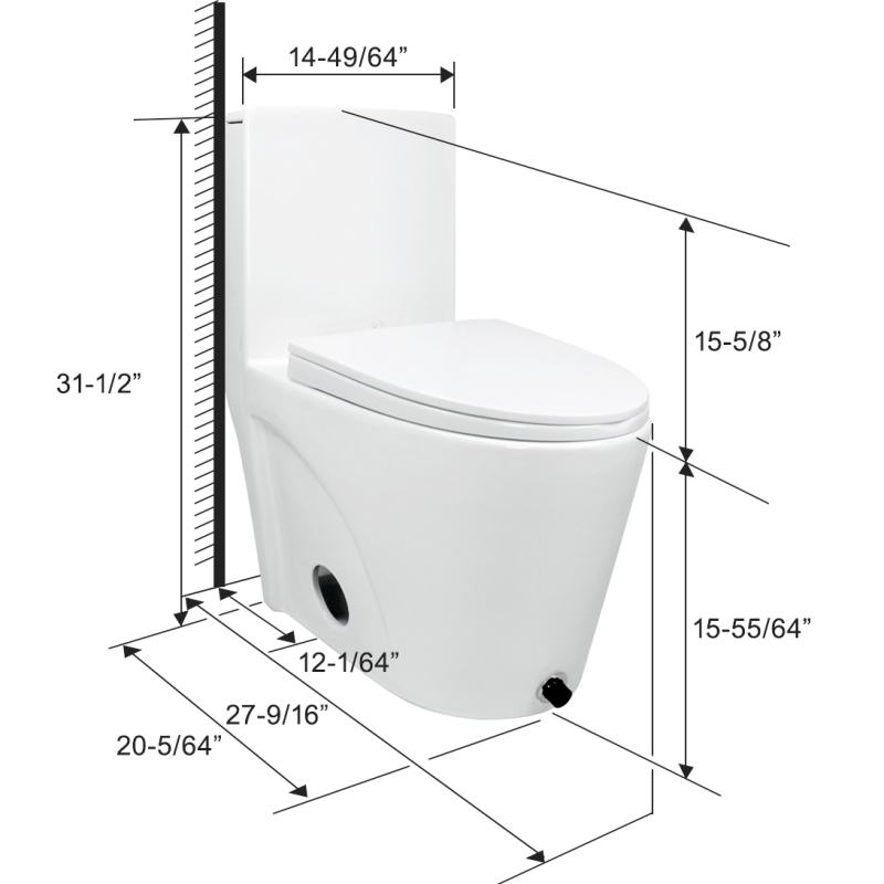 HNON Glazed surface Kick to Flush One Piece Toilet with Dual Flush & Soft Closing Seat 360°whirlpool flushing Glossy White…