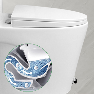 HNON Glazed surface Kick to Flush One Piece Toilet with Dual Flush & Soft Closing Seat 360°whirlpool flushing Glossy White…
