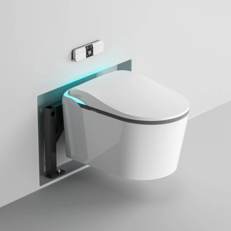 High end smart wall hung toilet water closet ceramic toilette intelligent wc bathroom automatic flush wall mounted toilet