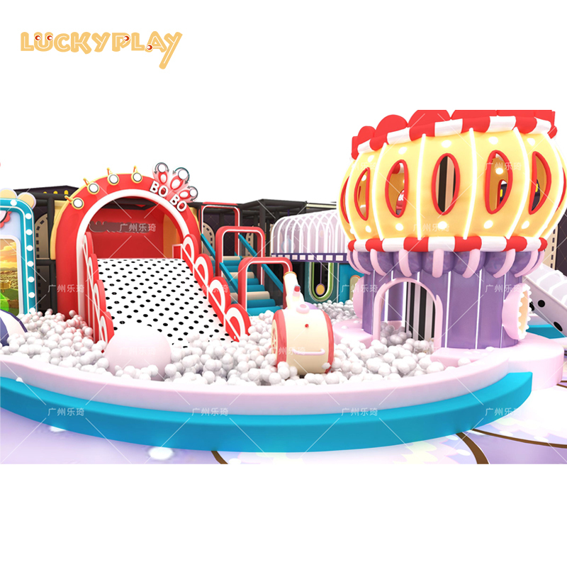Kids indoor playground equipment with trampoline ball pool
