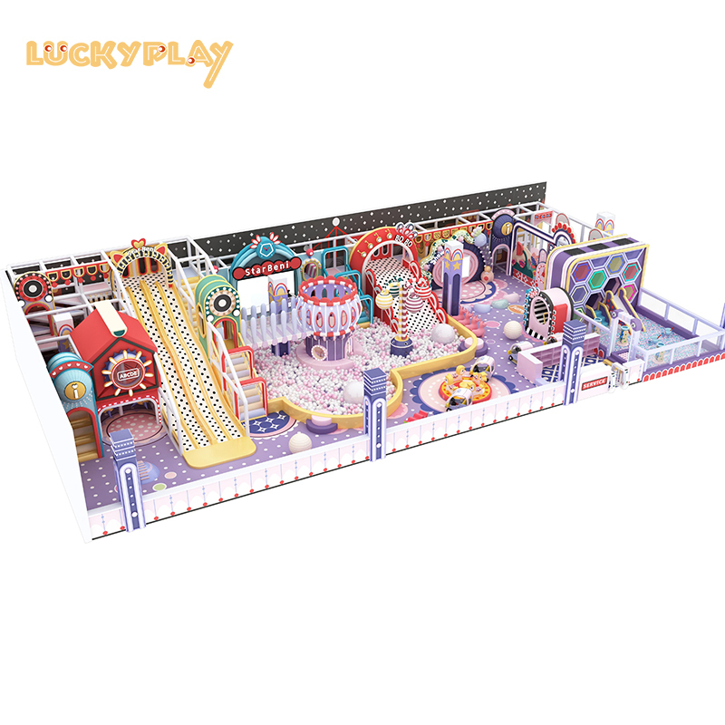 Indoor playground with large slide ball pool