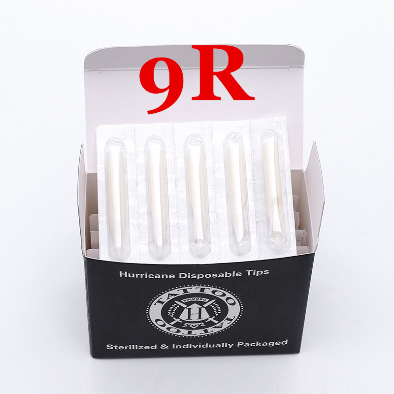 9RT- Hurricane White Plastic Disposable Tips, Box of  50PCS