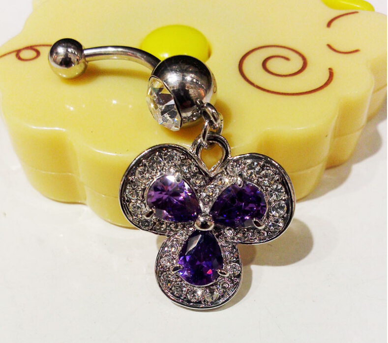 cool clover Navel Rings Clear Body Surgical Piercing Jewelry
