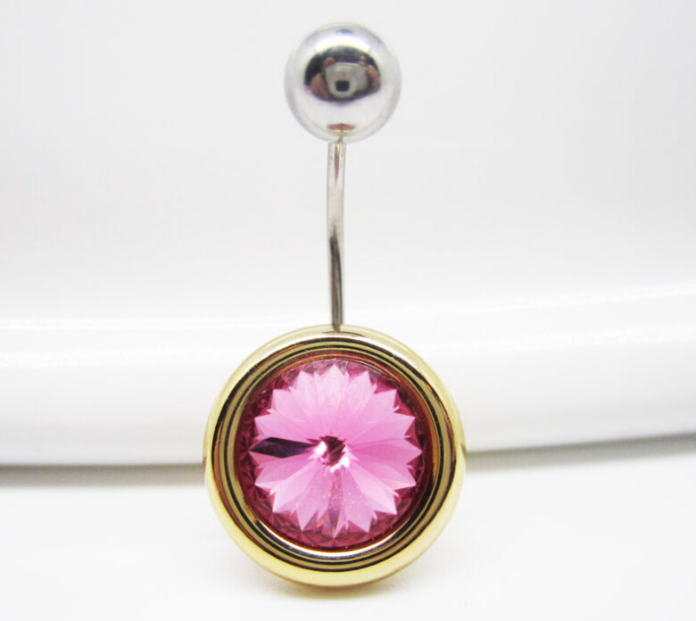 Pink Navel Rings Clear Body Surgical Piercing Jewelry