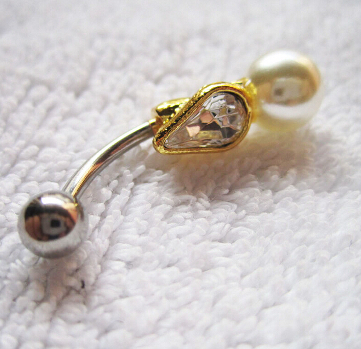Navel Rings Clear Body Surgical Piercing Jewelry Steel Navel Ring Belly Button