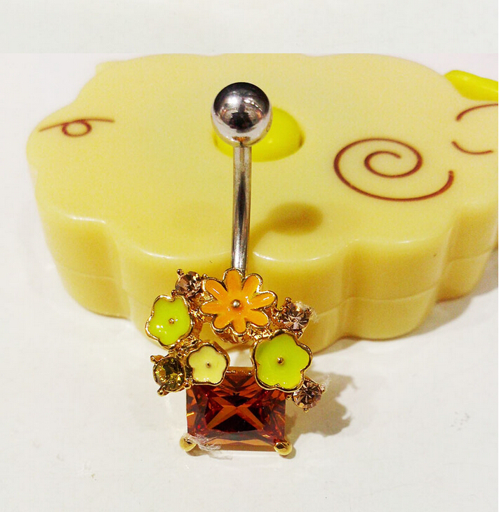 broken flower Navel Rings Clear Body Surgical Piercing Jewelry