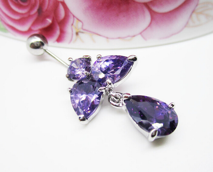 zircon Navel Rings Clear Body Surgical Piercing Jewelry Steel Navel Ring Belly Button Bar Star New