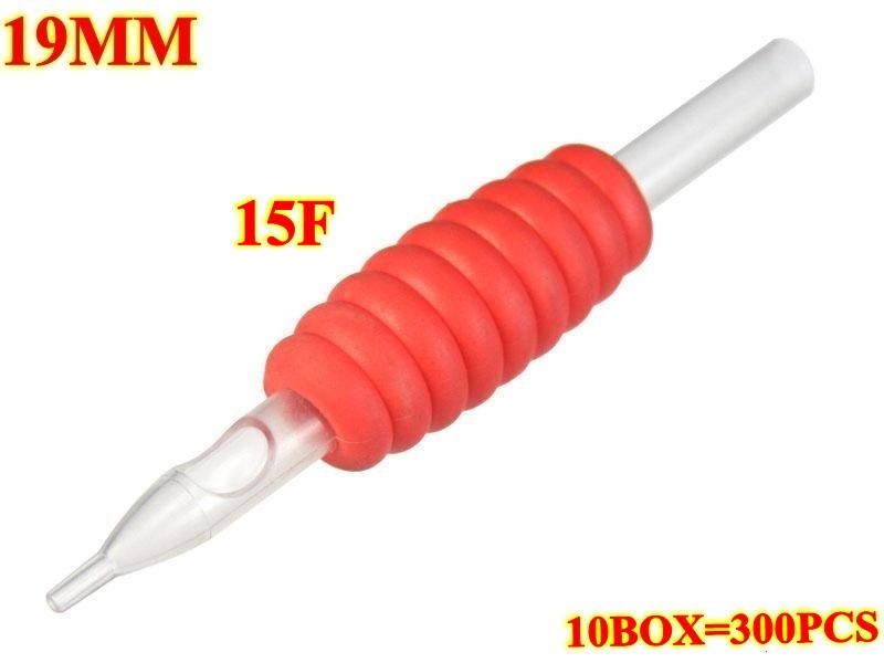 300pcs 15F 19MM Red disposable grips with clear tips