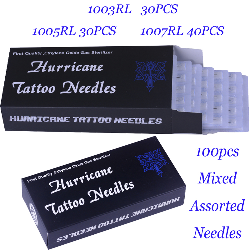 100Pcs Mixed size Hurricane tattoo needle 3RL 30pcs 5RL 30pcs 7RL 40pcs