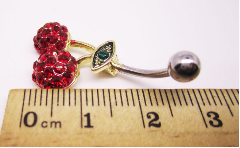 Cherry navel belly dance beautiful navel ring Belly Ring Dangle Clear Navel Bar
