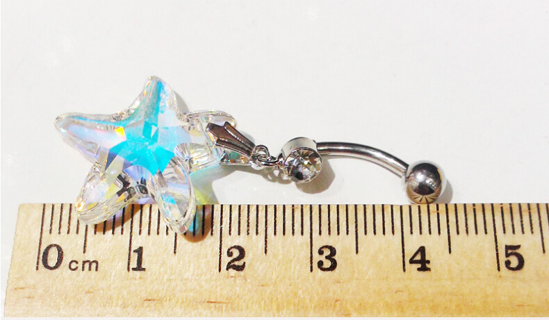 Crystal pentagram Navel Rings Clear Body Surgical Piercing Jewelr