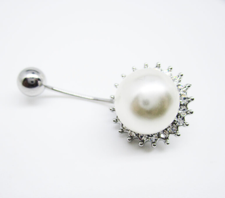 Pearl Navel Rings Clear Body Surgical Piercing Jewelry