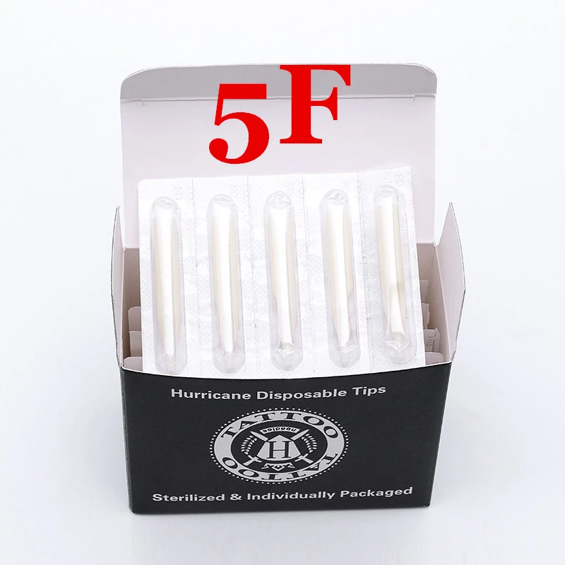 5FT- Hurricane White Plastic Disposable Tips, Box of  50PCS