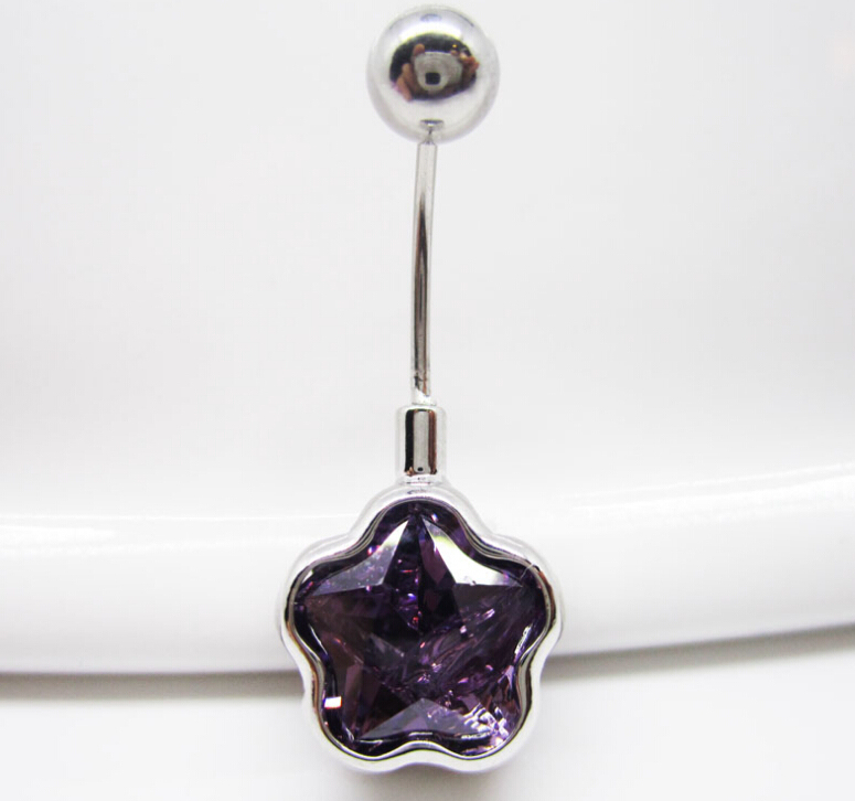 Pentagram Navel Rings Clear Body Surgical Piercing Jewelry
