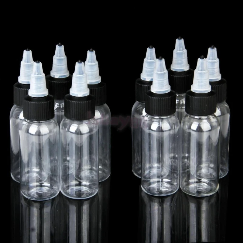 60ML Empty Plastic Tattoo Ink Pigment Clear Bottle Supplies