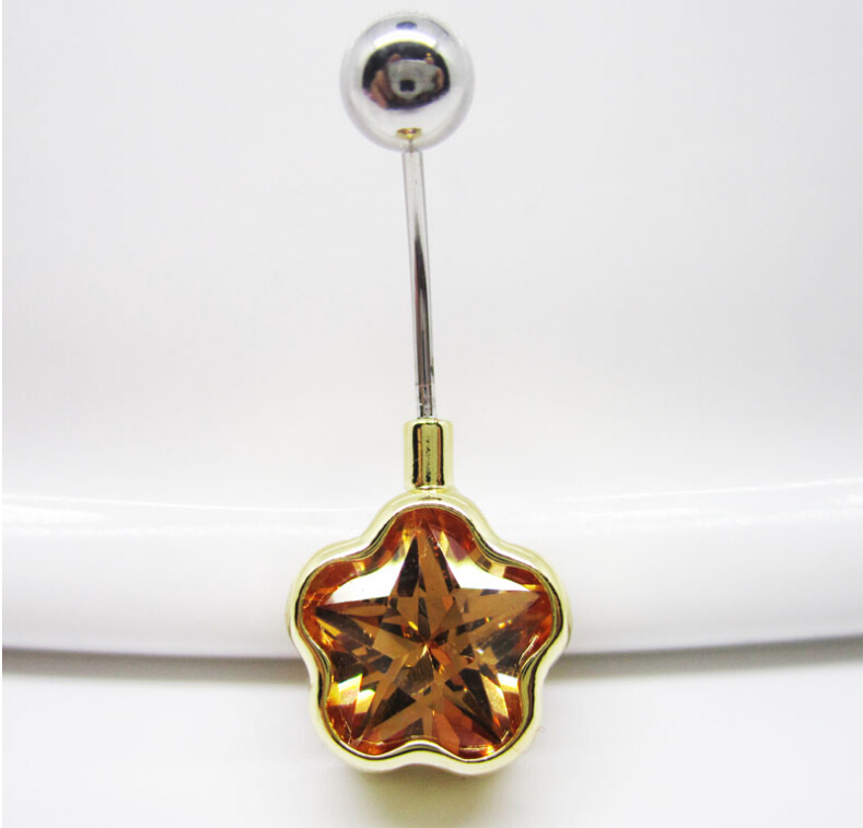 Pentagram Navel Rings Clear Body Surgical Piercing Jewelry