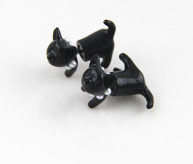 Ear hole unilateral ear clip Unique and lovely Stereoscopic pearl cat stud earrings ears Stud Ear