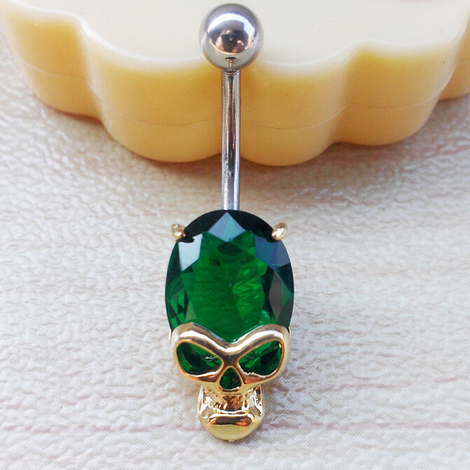 cool skull Navel Rings Clear Body Surgical Piercing Jewelry Steel Navel Ring Belly Button