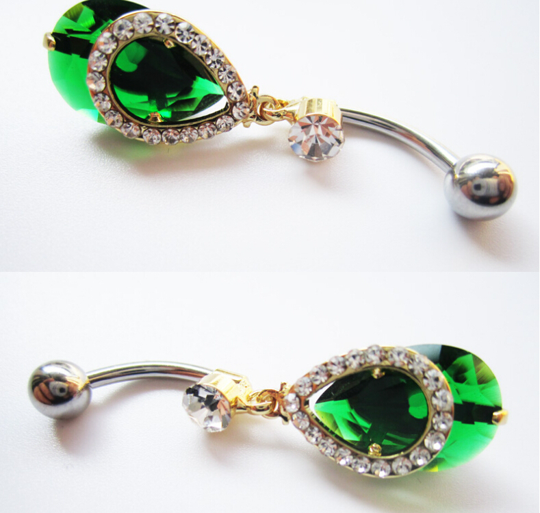 pretty Drops of water Navel Rings Clear Body Surgical Piercing Jewelry