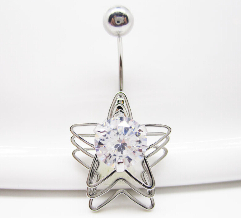 Double pentagram Navel Rings Clear Body Surgical Piercing Jewelry