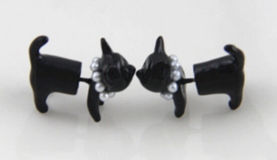 Ear hole unilateral ear clip Unique and lovely Stereoscopic pearl cat stud earrings ears Stud Ear
