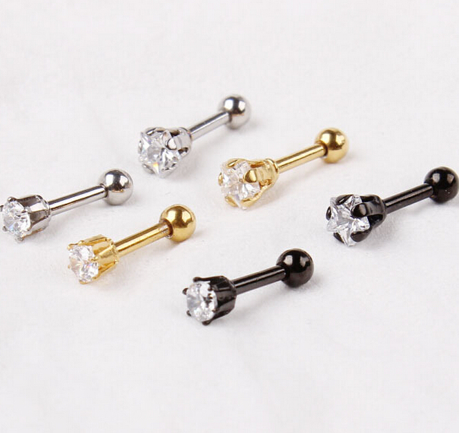 2 pcs Fashion stud earrings Shiny pentagon circular zircon Ear stud Earrings Jewelry