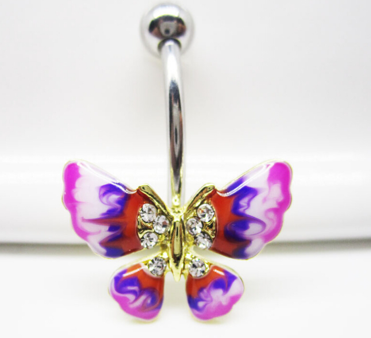Sweet butterfly Navel Rings Clear Body Surgical Piercing Jewelry