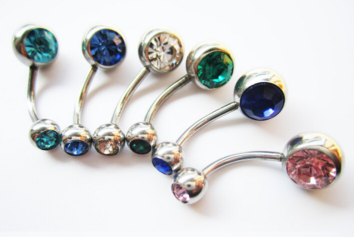 5 pcs Navel buckles Navel Rings Clear Body Surgical Piercing Jewelry