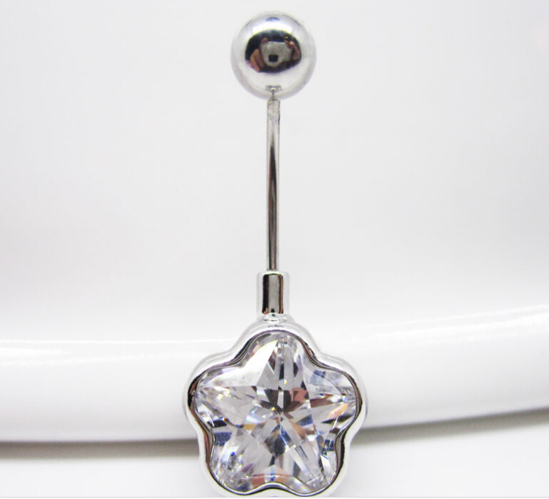 Pentagram Navel Rings Clear Body Surgical Piercing Jewelry