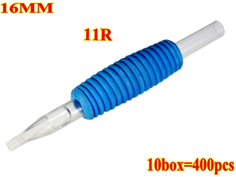 400pcs 11R 16MM Blue disposable grips with clear tips