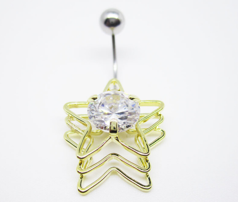 Double pentagram Navel Rings Clear Body Surgical Piercing Jewelry