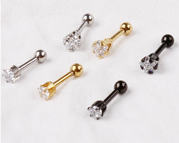 2 pcs Fashion stud earrings Shiny pentagon circular zircon Ear stud Earrings Jewelry
