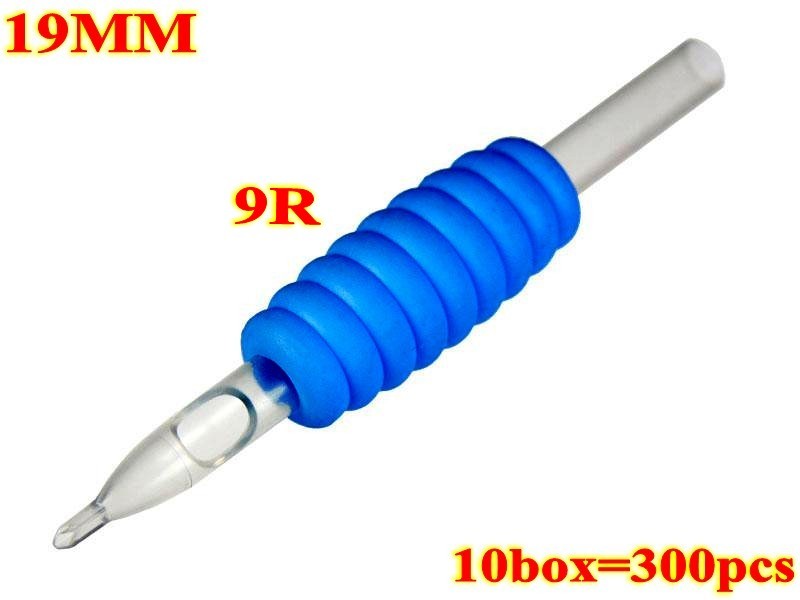 300pcs 9R 19MM Blue  disposable grips with clear tips
