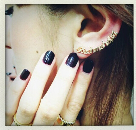 Personality letters ear clip NEW Fashion Ear Hook Plated Crystal Rhinestone Stud Ear