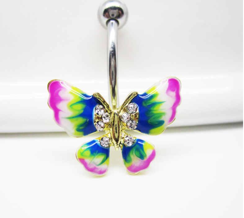 Sweet butterfly Navel Rings Clear Body Surgical Piercing Jewelry